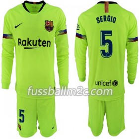 Fußballtrikots FC Barcelona Sergio 5 Kinder Auswärts Trikotsatz 2018-2019 Langarm